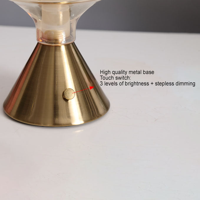 Zeitgenössische Einfachheit Glas Spinner Gyroskop Metall Basis LED USB Tisch Lampe Für Schlafzimmer 