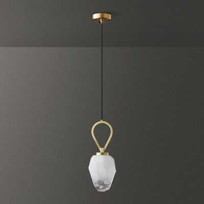 Moderne Luxus Messing Geometrische Glas Schirm 1-Licht Pendelleuchte für Wohnzimmer 