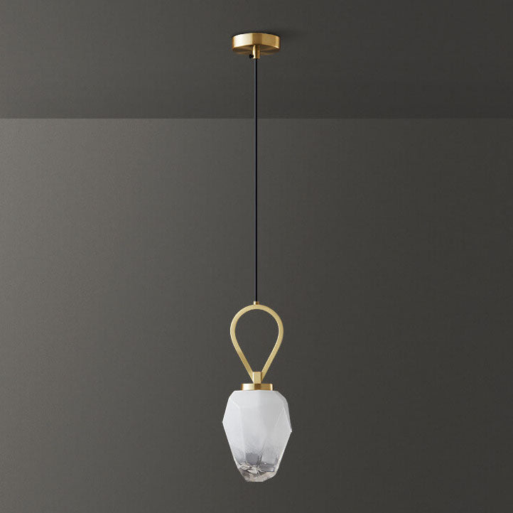Moderne Luxus Messing Geometrische Glas Schirm 1-Licht Pendelleuchte für Wohnzimmer 