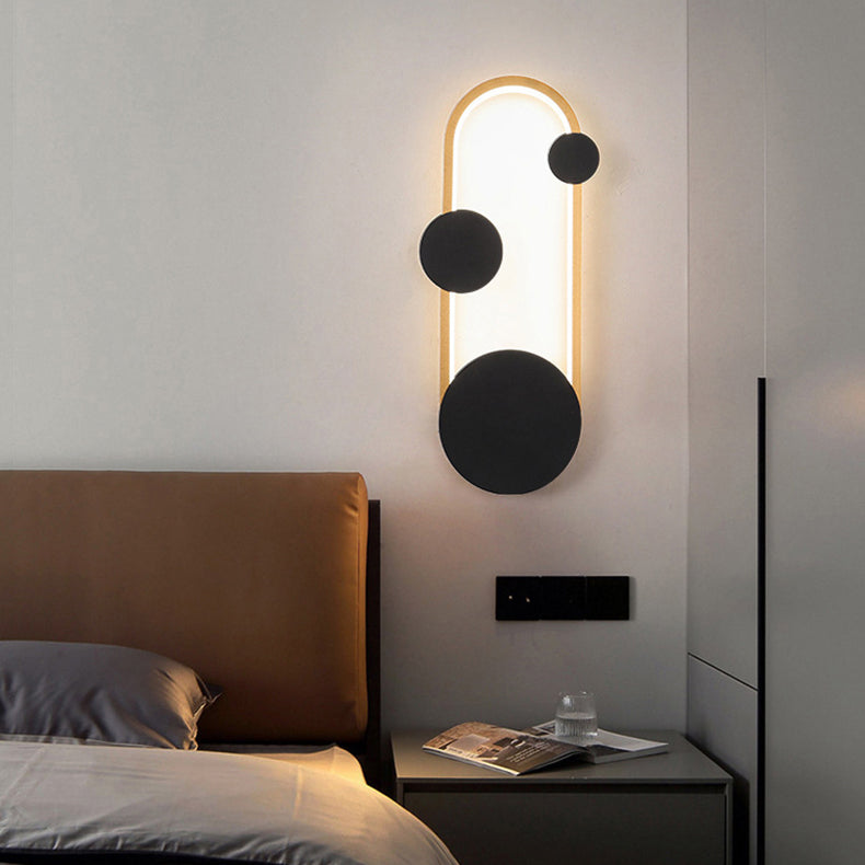 Aplique de pared LED elíptico redondo de hierro y aluminio minimalista moderno para cabecera 