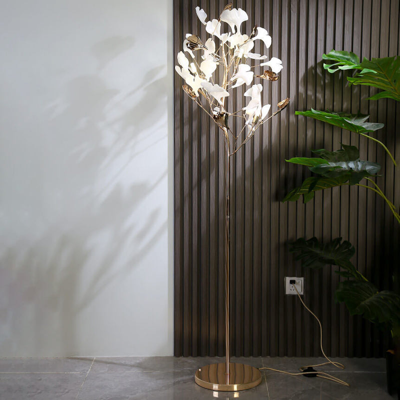Nordic Romantic Ginkgo Leaf Decorative Iron 5-Light Standing Floor Lamp