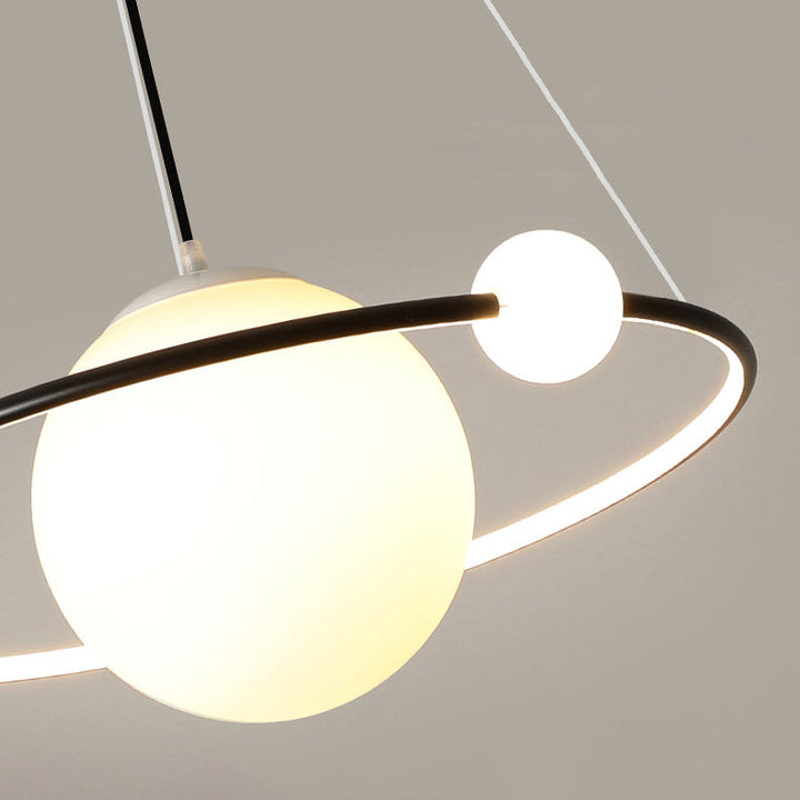 Lustre LED en forme de cercle minimaliste moderne en fer, silicone et aluminium pour salon 