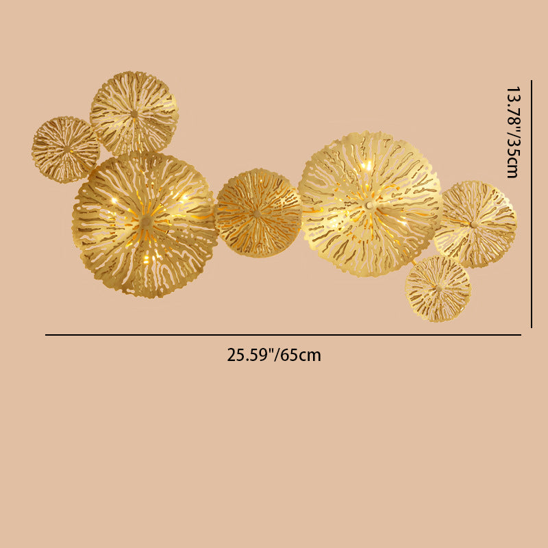 Moderne Luxus Vollkupfer Hohl Lotusblatt Cluster 3/5/7-Licht Wandleuchte Lampe für Wohnzimmer 