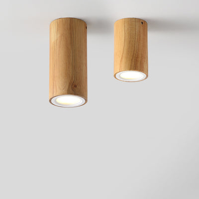 Nordic Creative Log Wood Tube LED Flush Mount Ceiling Light