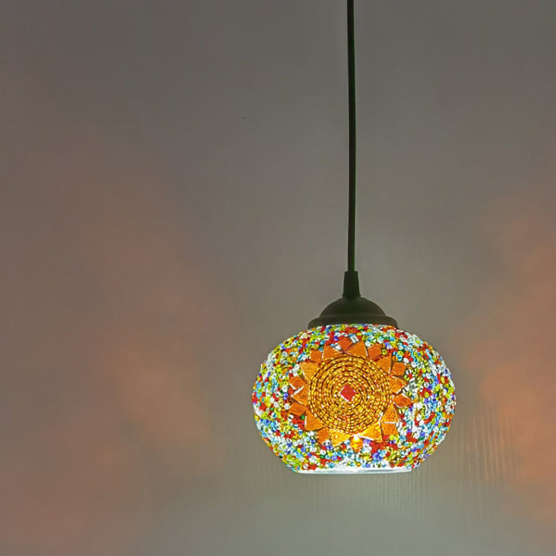 Traditionelle ovale Tiffany-Pendelleuchte aus Buntglas mit 1 Licht für Wohnzimmer 