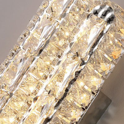 Modern Luxury Stainless Steel Crystal Elliptical Strip LED Wall Sconce Lamp For Living Room