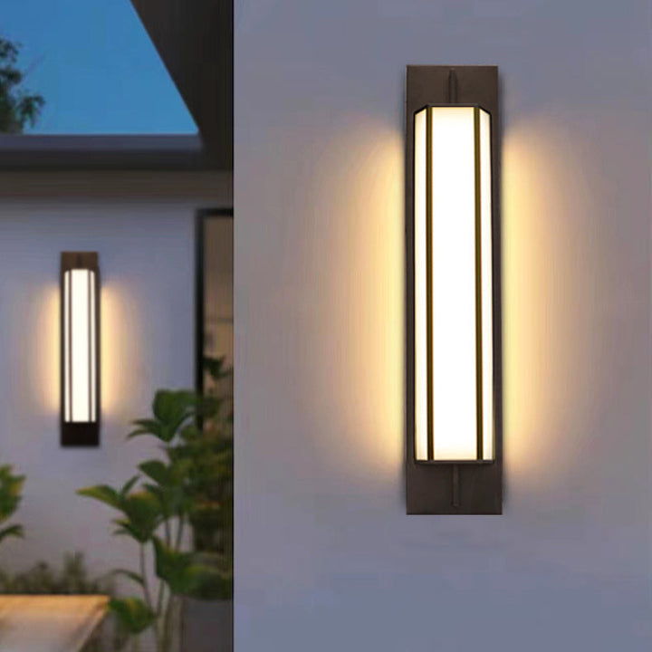 Modern Minimalist Long Square PMMA Stainless Steel LED Outdoor Wall Sconce Lamp For Garden