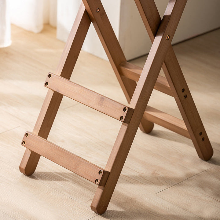 Zeitgenössischer Retro-runder, klappbarer Bambus-Barhocker mit Rückenlehne für das Esszimmer 