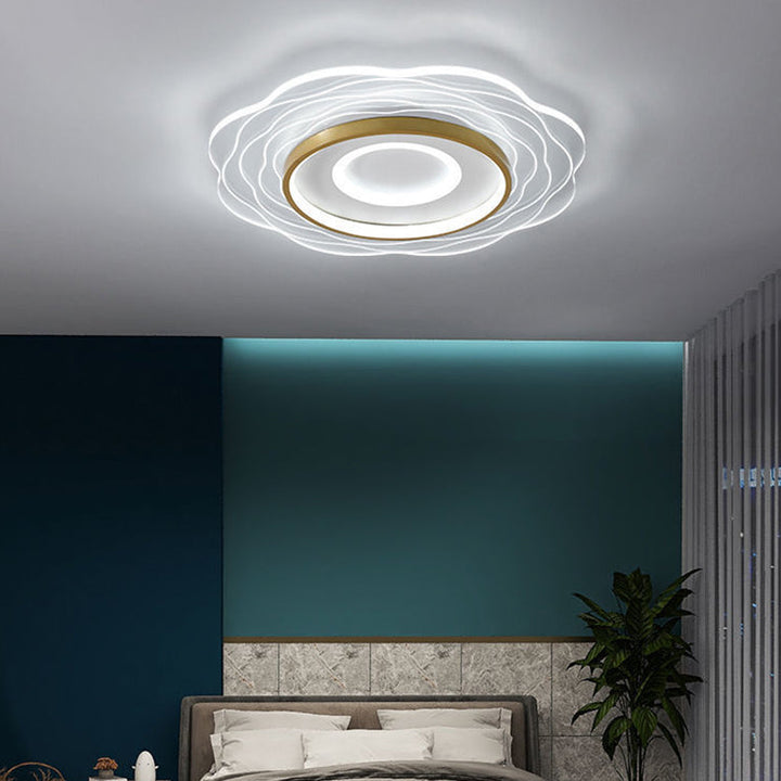 Plafonnier LED en aluminium acrylique minimaliste moderne avec motif floral pour salon 