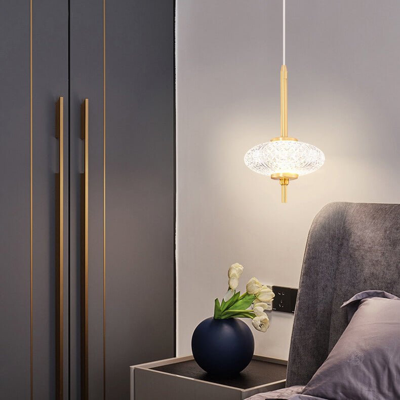 Modern Luxury All-Copper Glass Cylinder Spherical Diamond LED Pendant Light