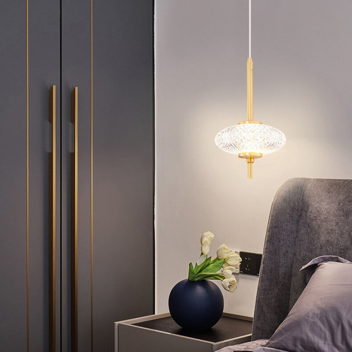 Modern Luxury All-Copper Glass Cylinder Spherical Diamond LED Pendant Light