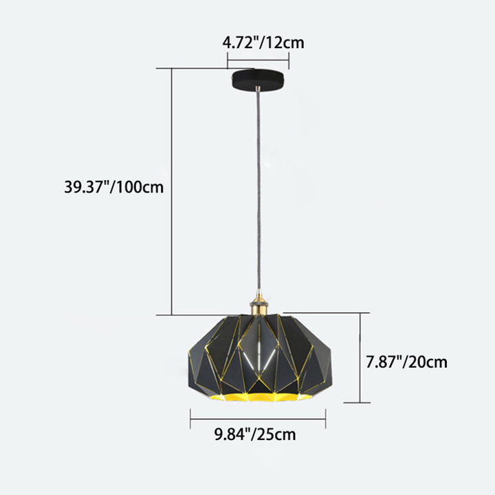 Contemporary Industrial Iron Aluminum Hollow Diamond 1-Light Pendant Light For Dining Room