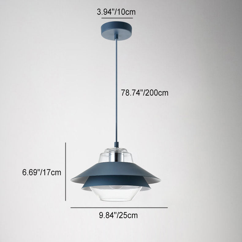 Suspension lumineuse contemporaine nordique ronde en verre et fer à 1 lumière pour salon 