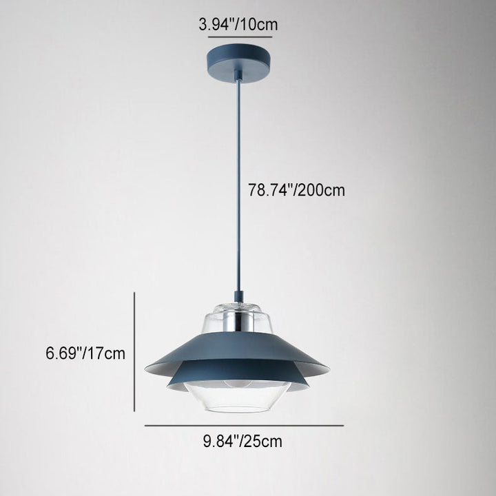 Suspension lumineuse contemporaine nordique ronde en verre et fer à 1 lumière pour salon 