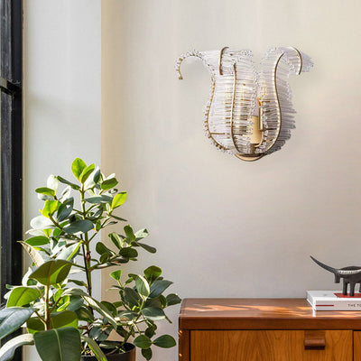 Zeitgenössische kreative Blatt Eisen Glas 1/2 Licht Wandleuchte Lampe für Wohnzimmer 