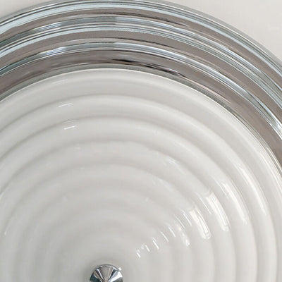 Nordic Industrial Round Striped Glass Chrome 3-Light Flush Mount Ceiling Light