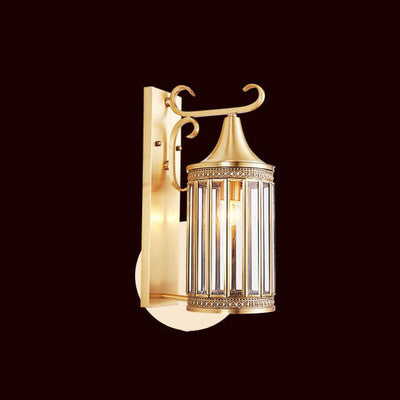 Zeitgenössische Luxus-Kupfer-Glas-Röhrenschirm 1/3-Licht Wandleuchte für Wohnzimmer 
