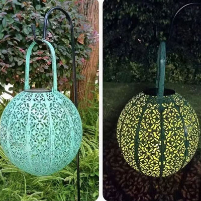 مصباح حديقة LED مقاوم للماء بتصميم فانوس مجوف إبداعي من تيفاني سولار 