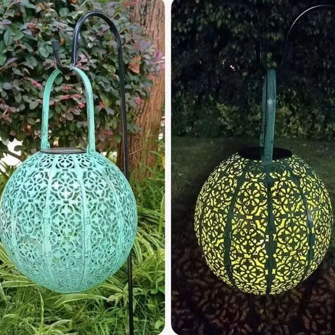مصباح حديقة LED مقاوم للماء بتصميم فانوس مجوف إبداعي من تيفاني سولار 