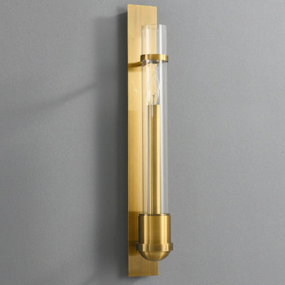 Applique Murale à LED avec Cadre en Verre Cylindrique Finition Dorée de Luxe Moderne pour Salon 