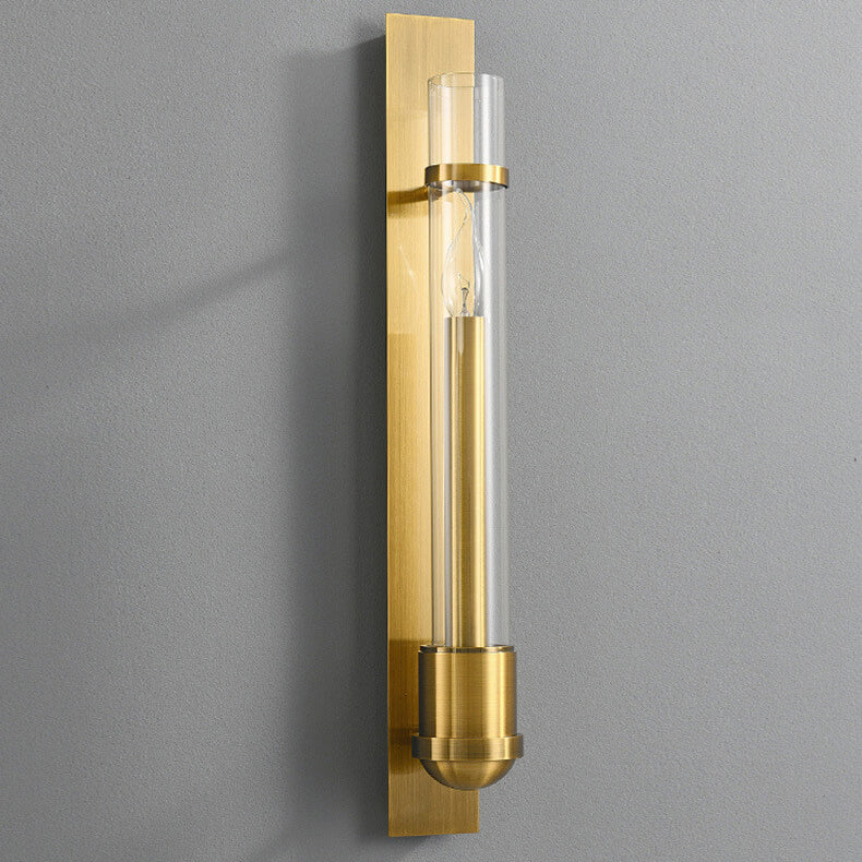 Applique Murale à LED avec Cadre en Verre Cylindrique Finition Dorée de Luxe Moderne pour Salon 