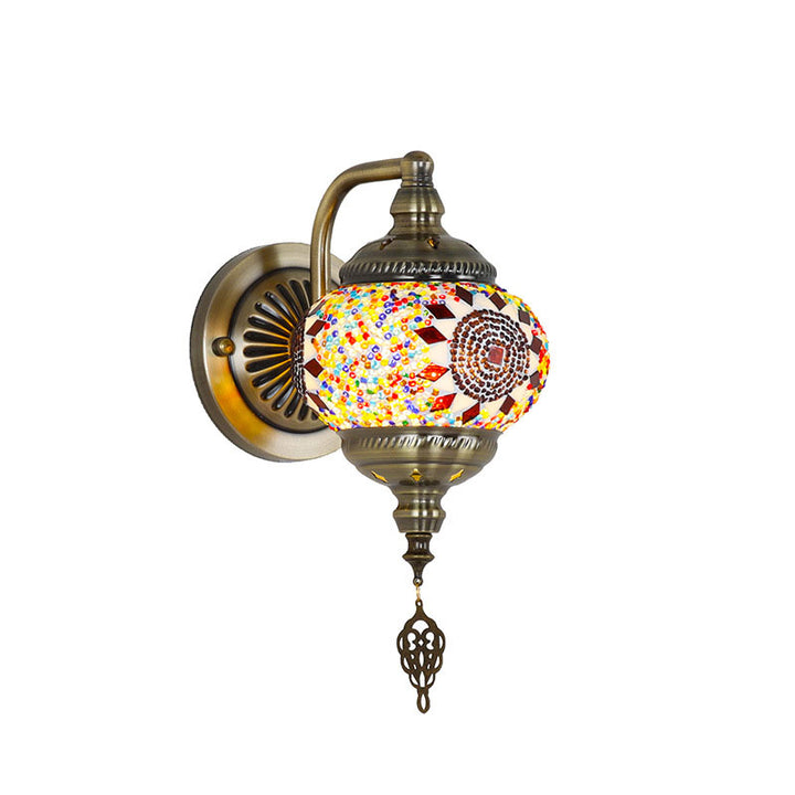 Applique Murale Globe en Mosaïque de Verre et Fer Rétro Contemporain à 1 Lumière Pour Couloir 