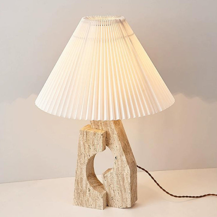 Zeitgenössische kreative Kuppel Stein Stoff 1-Licht Tischlampe für das Studium 