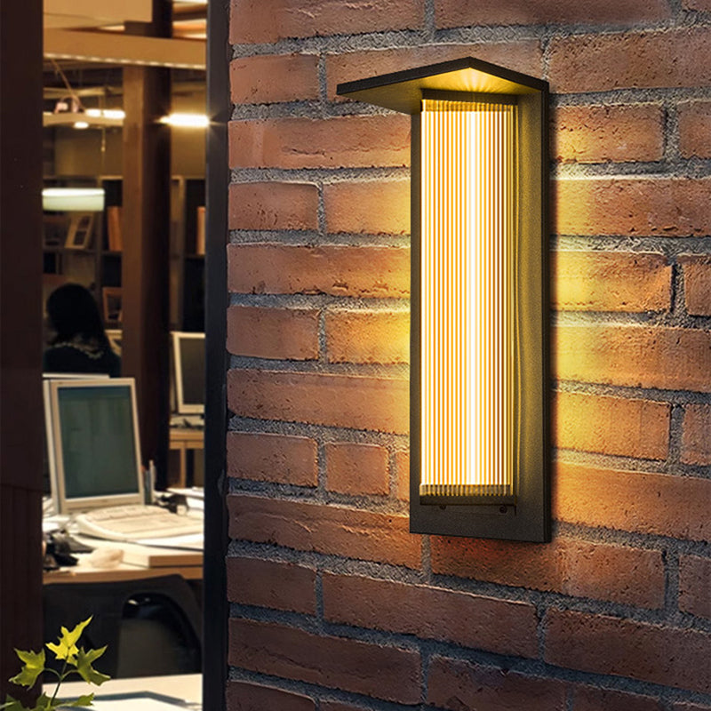 Zeitgenössische Einfachheit Edelstahl Acryl Schatten LED Wasserdichte Wand Leuchte Lampe Für Outdoor Terrasse 