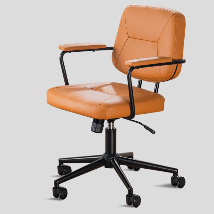 Zeitgenössischer skandinavischer Mikrofaser-Lederstoff Stahl Schwamm quadratischer Schreibtischstuhl Rückenlehne Armlehne verstellbar für das Home Office 