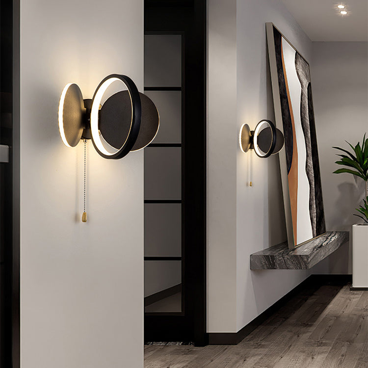 Moderna Minimalista Redonda de Aluminio Hierro Silicona Lámpara LED Aplique de Pared Para Dormitorio 