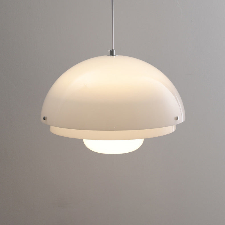 Zeitgenössische nordische runde Kuppel Eisen Glas Acryl 1-Licht Pendelleuchte für Wohnzimmer 