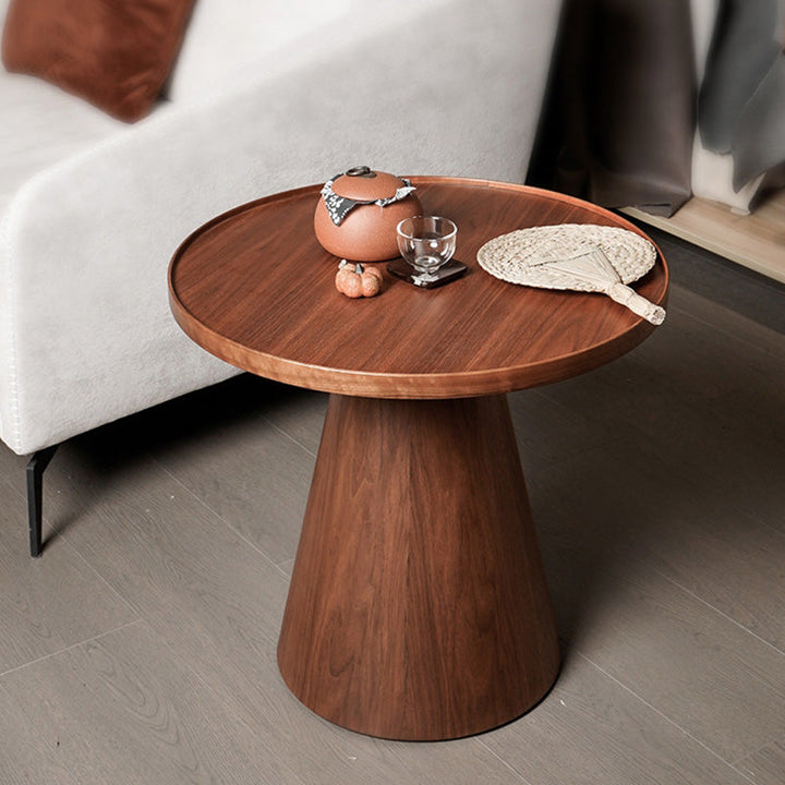 Moderner minimalistischer runder Couchtisch aus Massivholz und Sperrholz für das Wohnzimmer 