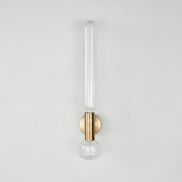 Moderne minimalistische Zylinder gestreifte Glas Eisen LED Wandleuchte Lampe für Wohnzimmer 