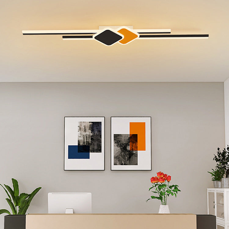 Applique murale LED en fer, aluminium et acrylique à bande longue et rhombus minimaliste moderne pour salon 