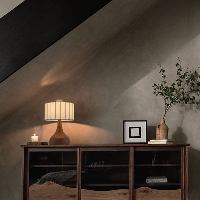 Traditionelle japanische Säule Stoff Harz 1-Licht Tischlampe für Wohnzimmer 