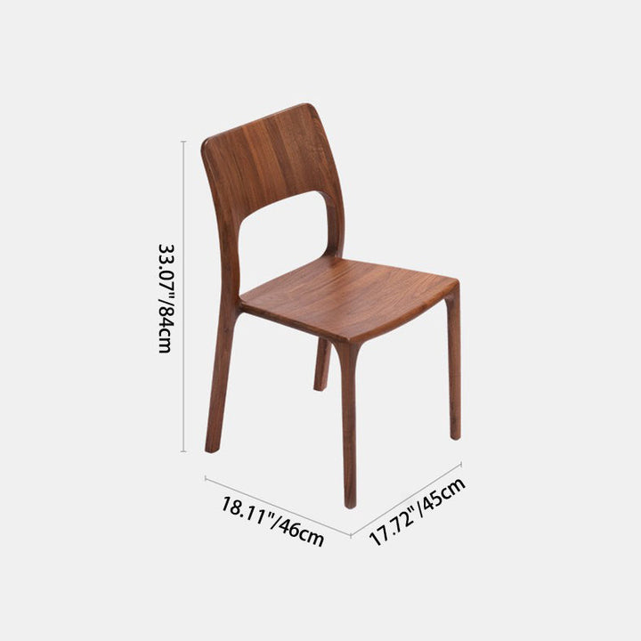 Chaise de salle à manger carrée en bois de noyer rétro contemporain avec dossier pour salle à manger 