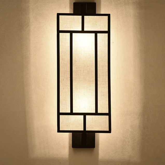Lámpara Aplique de Pared de 1 Luz de Hierro con Pantalla de Tela Rectangular Retro Contemporánea para Comedor 