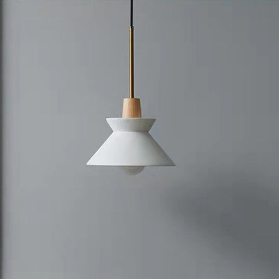 Zeitgenössische industrielle runde Kegel Hardware Glas Zement Holz 1-Licht Pendelleuchte für Wohnzimmer 