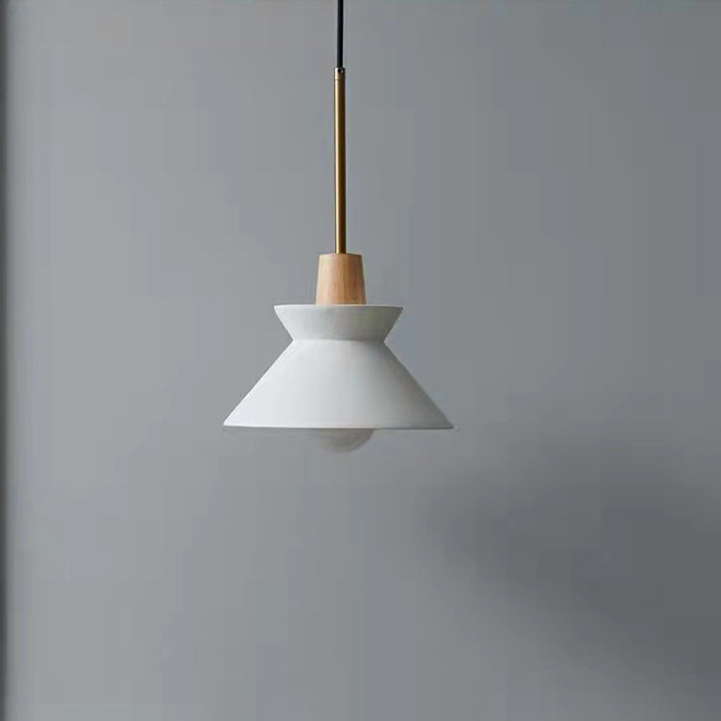 Zeitgenössische industrielle runde Kegel Hardware Glas Zement Holz 1-Licht Pendelleuchte für Wohnzimmer 
