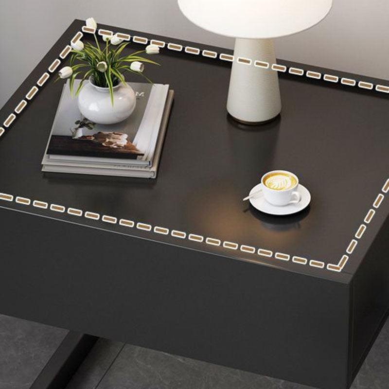 Modern Minimalist Rectangular MDF Steel Nightstand 1-Drawer For Bedside