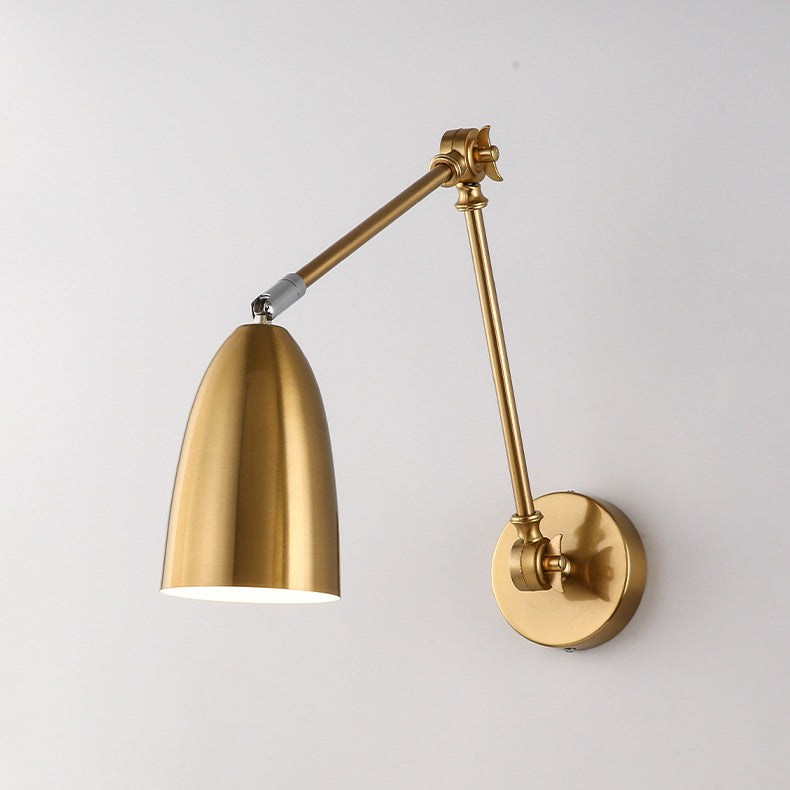 Simplicidad Moderna Pantalla de Metal en Forma de Semi-Cono con Brazo Basculante Retráctil Varilla Larga Lámpara Aplique de Pared de 1 Luz para Sala de Estar 