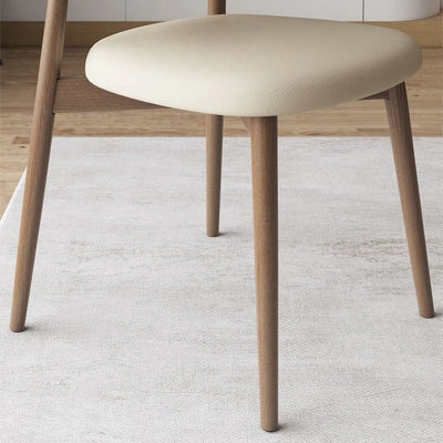 Moderna silla de comedor sin brazos de cuero nappa cuadrado nórdico contemporáneo con marco de metal para comedor 