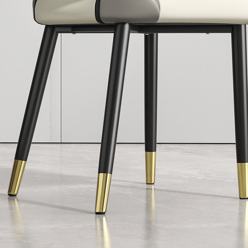 Modern Luxury Square Cushion Faux Leather Carbon Steel Dining Chair Backrest For Dining Room