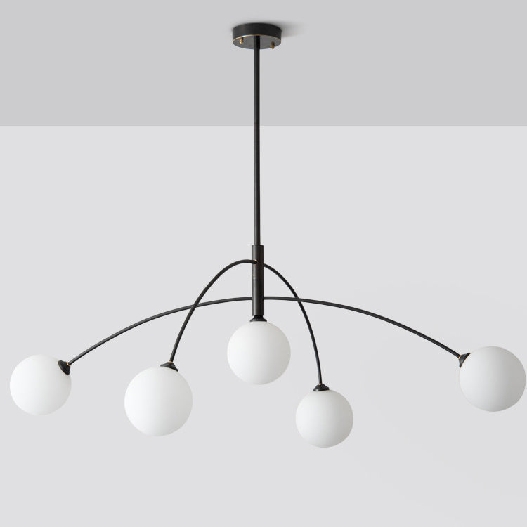 Plafonnier moderne minimaliste à ligne courbe en fer et verre à 5 lumières pour salon 