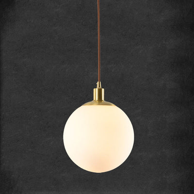 Nordic Minimalist White Orb 1-Light Pendant Light