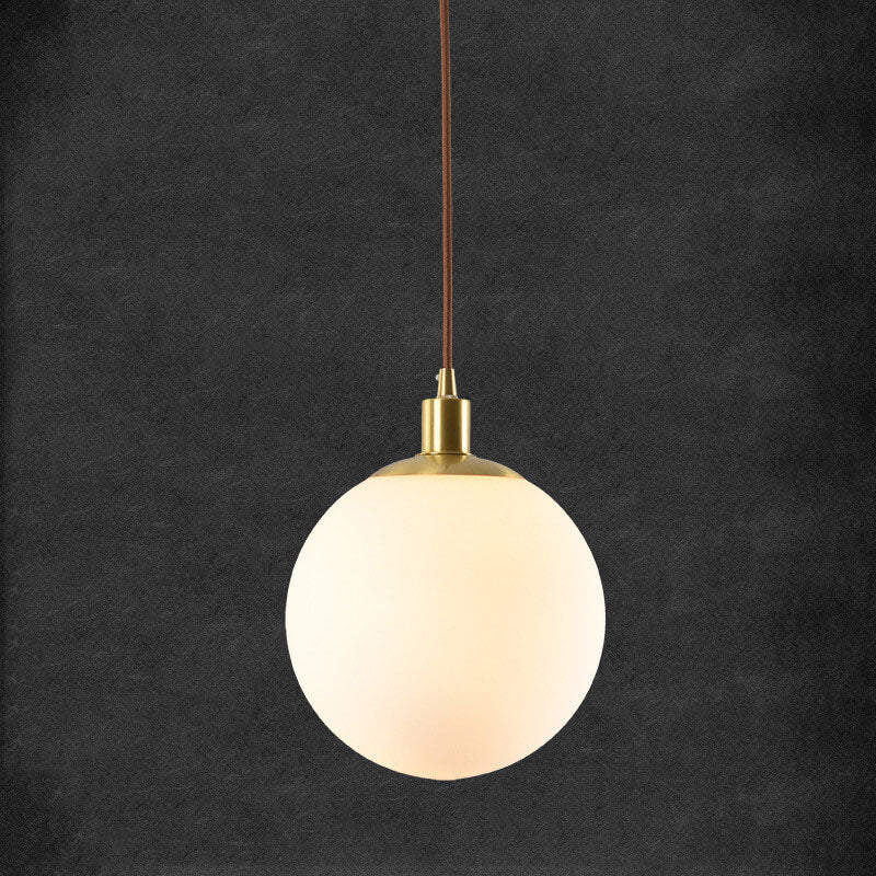 Nordic Minimalist White Orb 1-Light Pendant Light