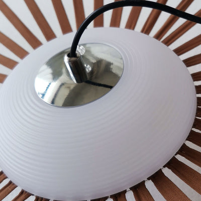 Modern Minimalist Straw Hat Iron Fabric 1-Light Pendant Light For Bedroom