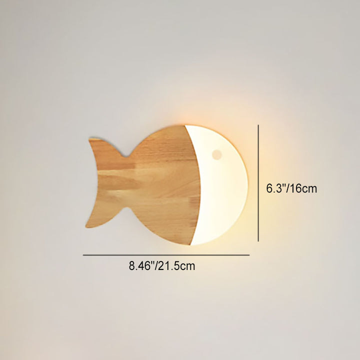 Nordic Kreative Einfache Holzkunst Kleine Fisch LED Wandleuchte 