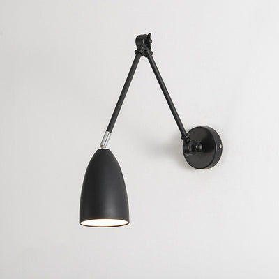 Simplicidad Moderna Pantalla de Metal en Forma de Semi-Cono con Brazo Basculante Retráctil Varilla Larga Lámpara Aplique de Pared de 1 Luz para Sala de Estar 