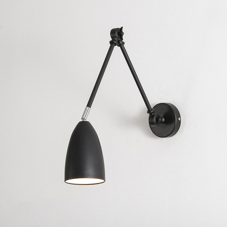 Simplicidad Moderna Pantalla de Metal en Forma de Semi-Cono con Brazo Basculante Retráctil Varilla Larga Lámpara Aplique de Pared de 1 Luz para Sala de Estar 
